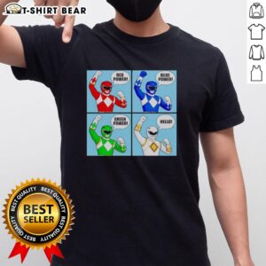 Hot Power Red Power Blue Power Green Power Hello T-Shirt showcasing vibrant colors and trendy design for casual wear.
