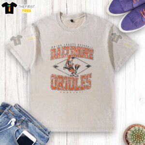 Premium Baltimore Orioles Major League Baseball Cooperstown Diamond Washed T-Shirt in black with logo design.