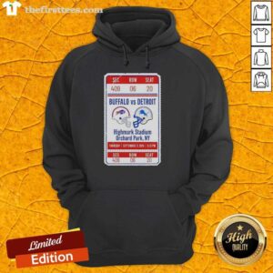 Buffalo Bills vs Detroit Lions NFL hoodie featuring new stadium ticket design, perfect for fans and collectors.