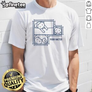Alt Text: Cute Purr-Imeter Maths Cat Pun T-Shirt featuring a playful cat design with math symbols and puns for cat lovers.