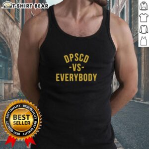 Top DPSCD vs Everybody yellow tank top featuring bold graphic design, perfect for casual wear and fitness enthusiasts.