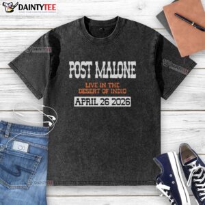 Hot Post Malone washed t-shirt from the Indio, CA concert on April 26, 2026, featuring vibrant colors and unique design.