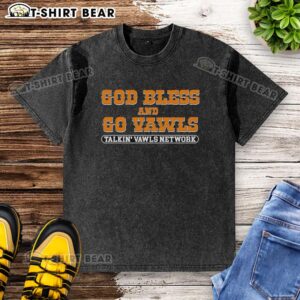 Original God Bless and Go Vawls Tennessee Volunteers fan washed t-shirt with vibrant colors and stylish design.