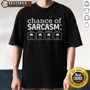 Nice Chance Of Sarcasm funny sarcastic weather meme T-Shirt featuring humorous weather graphics and witty text design.