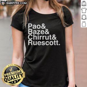 Premium Pao and Baze and Chirrut and Ruescott ladies tee featuring vibrant graphics and stylish design.