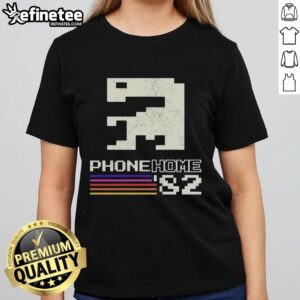 Hot Phone Home Signal Sent 82 Pixel Art Ladies Tee design featuring retro pixel graphics on a stylish t-shirt.