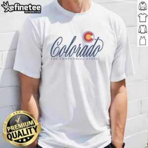 Vintage Colorado mountains graphic on a t-shirt, celebrating the Centennial State with a stylish outdoor design.