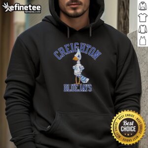 Funny Creighton Blue Jays grumpy mascot hoodie showcasing team spirit and humor for fans and casual wear.