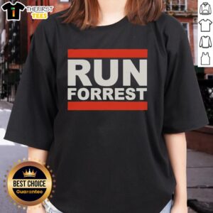 Official Run Forrest Mashup tee featuring Forrest Gump and Run DMC design for ladies, perfect for fans of both classics.