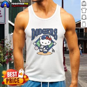 Good Hello Kitty x Los Angeles Dodgers pitch tank top featuring a cute design, perfect for fans and stylish summer wear.