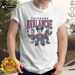 Nice Colorado Avalanche Disney Team Ice Hockey T-Shirt featuring vibrant graphics and a comfortable fit for fans.