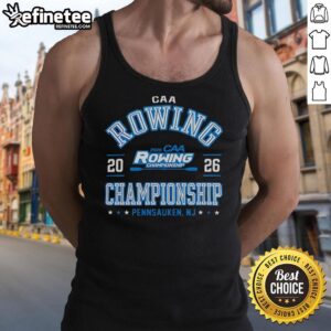 Premium CAA 2026 Rowing Championship tank top design from Pennsauken, NJ, showcasing vibrant colors and athletic style.