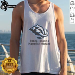 Alt Text: Premium Utah Mammoth Ice Hockey humor tank top featuring I Made A Mammoth Mistake design for fans and casual wear.