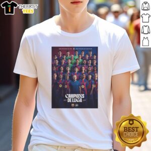 Hot Fc Barcelona 2025-26 La Liga Champions poster T-shirt showcasing team pride and winning spirit.