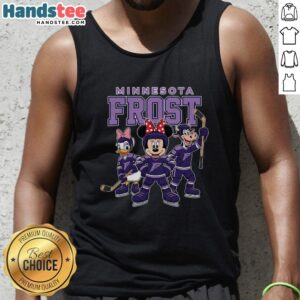 Cartoon design of a Minnesota ice hockey team on a frost-themed tank top, perfect for fans and winter sports enthusiasts.