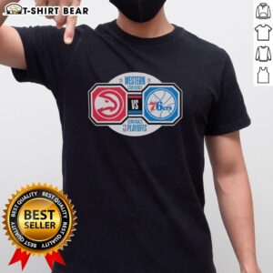 Top Atlanta Hawks vs Philadelphia 76ers 2026 NBA Playoffs Semifinals T-shirt showcasing vibrant team graphics.