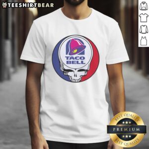 Alt Text: Vintage Hot Taco Bell X Grateful Dead logo t-shirt featuring iconic graphics and vibrant colors, perfect for collectors.