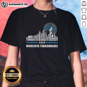 Official Minnesota Timberwolves X Skyline City Players Name 2026 Ladies Tee featuring team logo and stylish design.