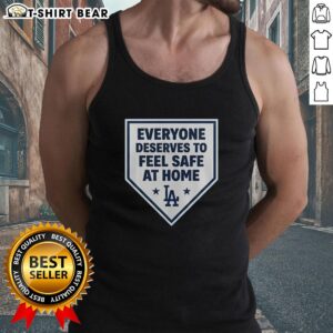 Good Los Angeles Dodgers tank top promoting safety at home, featuring team colors and logo for fans and comfort wear.