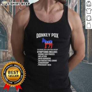 Hot Donkey Pox tank top design featuring bold graphics, raising awareness about the disease infecting America.
