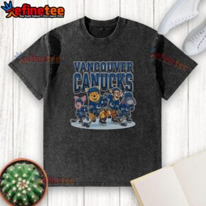 Good Vancouver Canucks Winnie The Pooh ice hockey washed t-shirt featuring a playful design for fans and collectors.