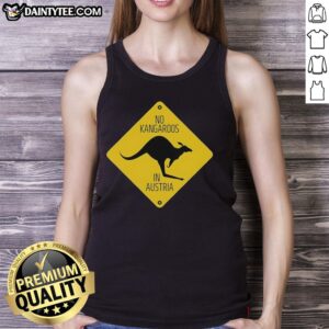 Alt Text: Awesome No Kangaroos in Austria logo tank top featuring a playful design, perfect for casual wear and Australian-themed outfits.