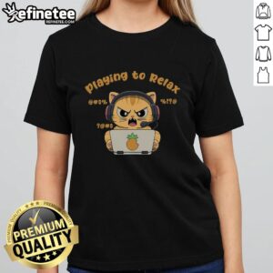 Funny angry cat graphic on a ladies tee, perfect for relaxing and showcasing a playful personality. Nice design for cat lovers!