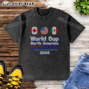 Awesome World Cup North America Soccer Fan 2026 washed t-shirt featuring vibrant design and comfortable fit for fans.