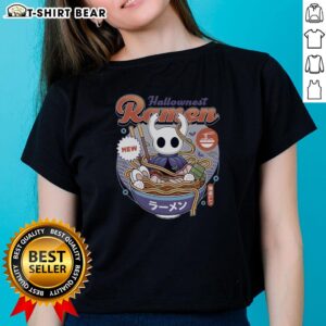 Vintage ladies tee featuring 'Nice Hallownest Ramen' design, perfect for fans of unique graphic apparel.
