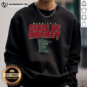 Official Minnesota State of Hockey sweatshirt featuring bold graphics and a comfortable design for hockey fans.