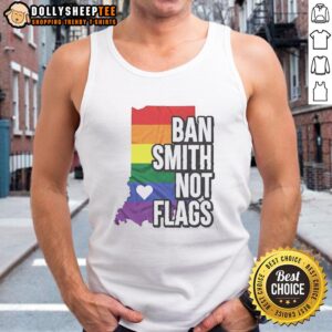 Alt Text: Good Ban Smith Not Flags Pride Rainbow Tank Top featuring vibrant rainbow colors on a stylish sleeveless design.