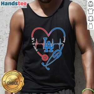 Awesome Los Angeles Dodgers stethoscope heartbeat tank top, perfect for fans who love baseball and healthcare.