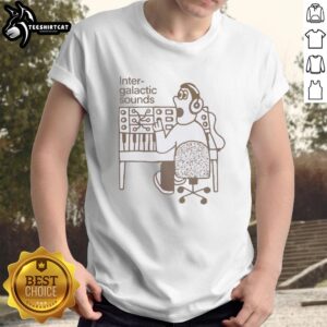 Nice Inter-Galactic Sounds T-Shirt featuring a vibrant cosmic design and stylish typography for space music lovers.