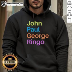 Stylish Nice John Paul George Ringo hoodie featuring iconic band artwork and vibrant colors, perfect for music fans.
