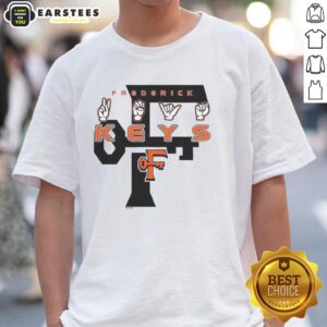 Alt Text: Good Frederick Keys Deaf Awareness 2026 sign hand t-shirt promoting inclusivity and support for the deaf community.
