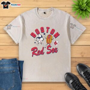 Premium toddler Mitchell & Ness natural Boston Red Sox snack washed T-shirt, perfect for young fans.
