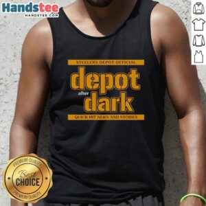 Hot Steelers Depot Official Depot After Dark tank top featuring bold graphics, perfect for Steelers fans at night.