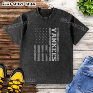 Alt Text: Top Yankee American Flag Washed T-Shirt featuring a vintage flag design in a comfortable, relaxed fit.