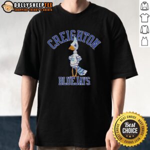 Hot Creighton Blue Jays grumpy mascot graphic on a funny T-shirt, perfect for fans and casual wear.