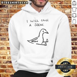 Good I Will Cause A Scene Pigeon Cause Trouble Doodle Hoodie featuring a playful pigeon illustration, perfect for quirky fashion.