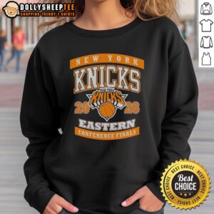 Alt Text: Vintage New York Knicks sweatshirt celebrating the 2026 Eastern Conference Finals, showcasing team pride and style.