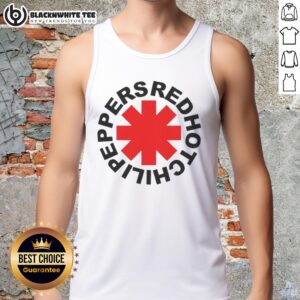 Top Red Hot Chili Peppers logo tank top featuring vibrant colors and iconic band design for music fans.