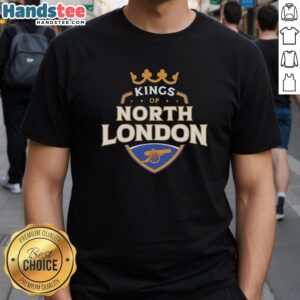 Official Kings Of North London Arsenal Soccer T-Shirt featuring bold graphics and team colors for passionate fans.