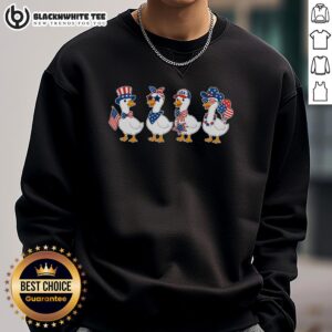 Good Fourth Of July patriotic goose group sweatshirt showcasing festive design for Independence Day celebrations.