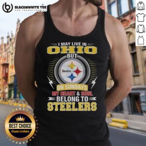 Stylish tank top featuring 'My heart and soul belong to Steelers' design, perfect for Pittsburgh Steelers fans in Ohio.