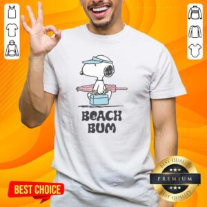 Pretty Peanuts Beach Bum Snoopy T-Shirt featuring Snoopy in a relaxed beach setting, perfect for summer fun.