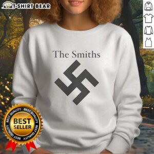 Alt Text: Top The Smiths Swastika Logo Sweatshirt featuring iconic band logo in bold design on a stylish sweatshirt.