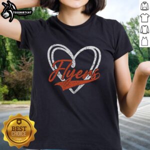 Pretty Love Heart Flyers Ladies Tee in vibrant colors, showcasing a stylish design perfect for casual wear.