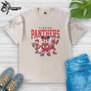 Nice Florida Panthers Disney Team ice hockey washed T-shirt featuring vibrant graphics and a comfortable fit.