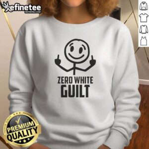 Nice Zero White Guilt middle fingers sweatshirt in white, featuring bold graphic design for a trendy, casual look.